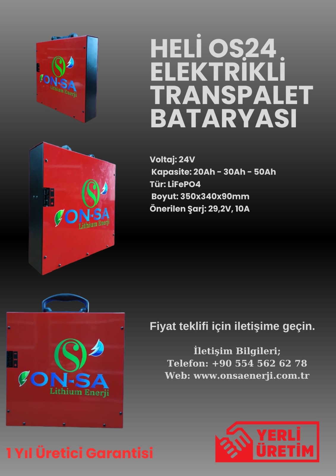 24V 30Ah Heli Transpalet Bataryası/Aküsü